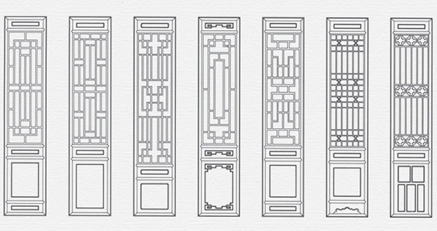 金牛常用中式仿古花窗图案隔断设计图